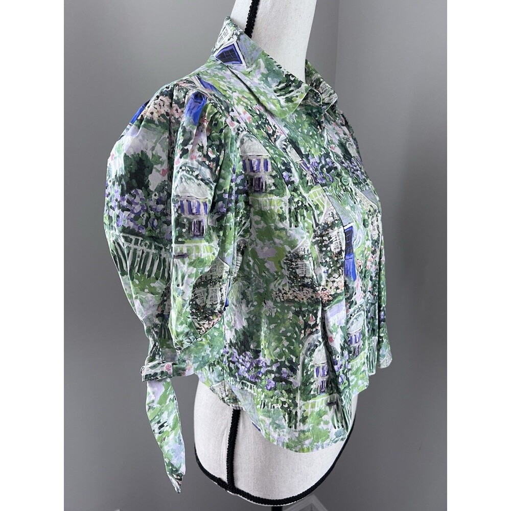 En Saison Garden Print Short Sleeve Button Down Blouse Size Medium EUC - Picture 5 of 7